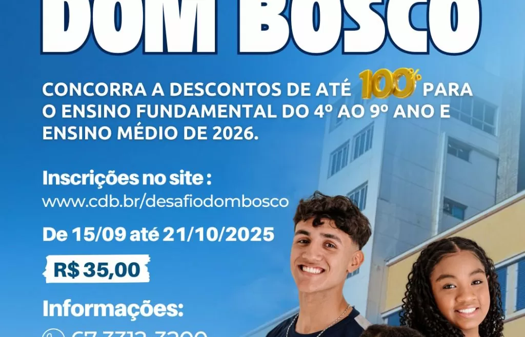 Desafio Dom Bosco:  Últimos dias para conquistar sua bolsa no Colégio Dom Bosco!